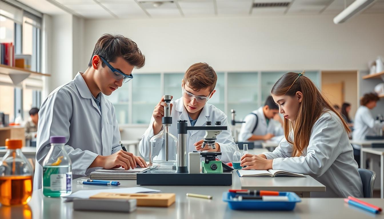 Students working in research laboratory